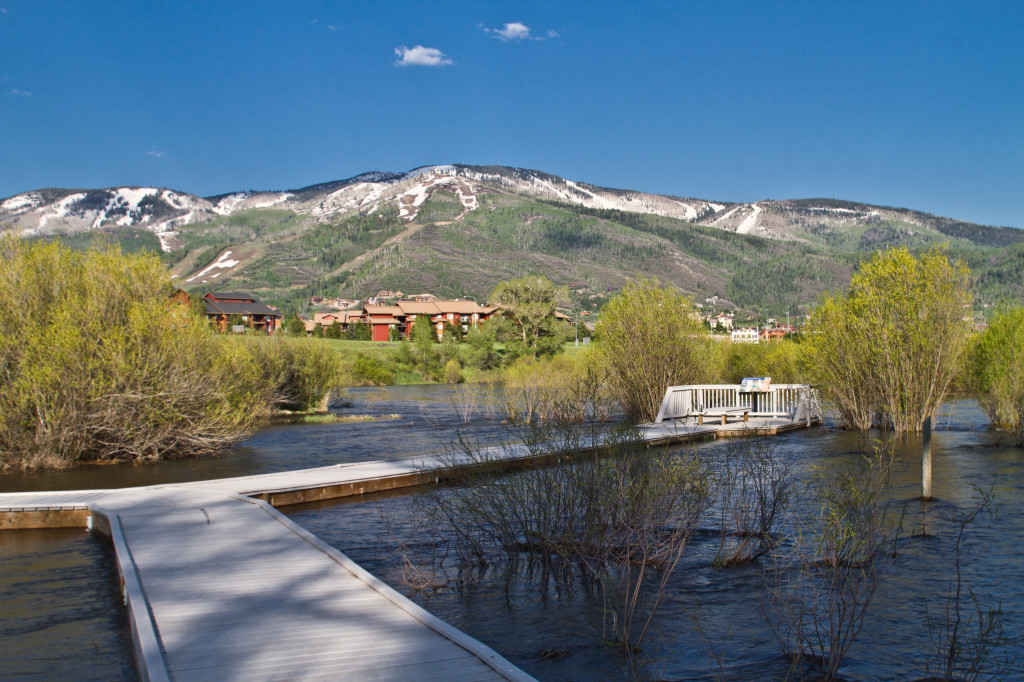 Yampa River flooding Rotary Park, Steamboat Springs