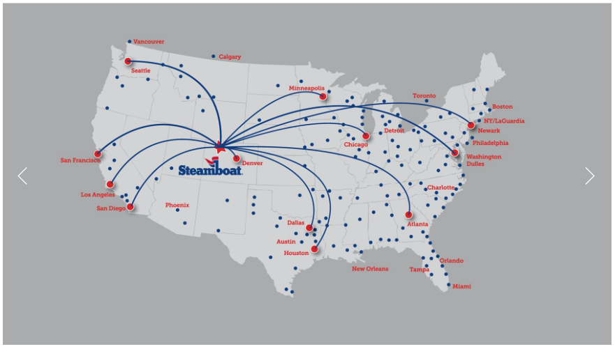 Direct Flights Winter 2016/2017 Into Steamboat Springs (HDN)